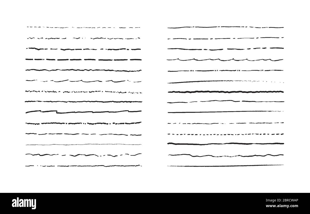 Set of lines. Hand drawn vector borders. Vintage doodle underlines ...