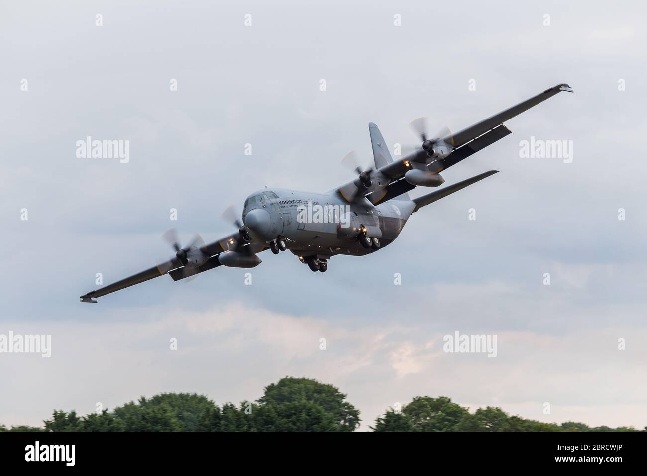 C-130H-30 from the Royal Netherlands Air Force seen at Fairford in England in July 2017. Stock Photo