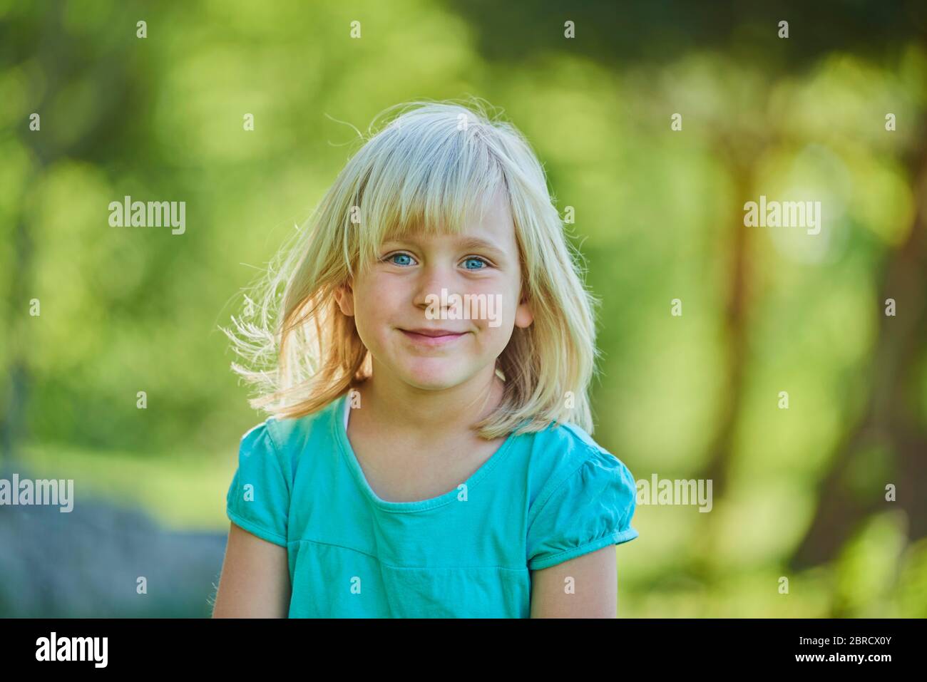 Portrait of a little girl, smiling, Bavaria, Germany Stock Photo Alamy