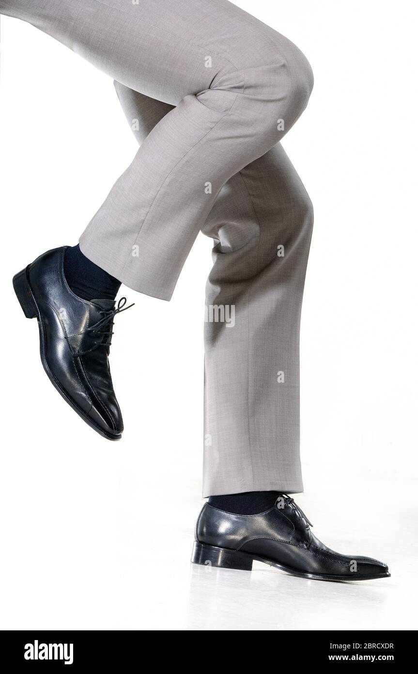 Men's legs, leather shoes and fine trousers, Germany Stock Photo