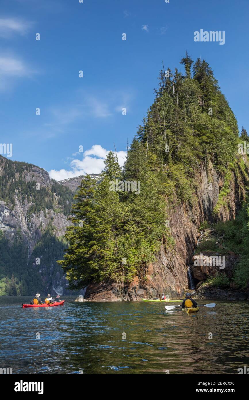Misty Fjords National Monument, Southeast Alaska offers stunning scenery and opportunity to explore by kayak in Walker Cove. Stock Photo