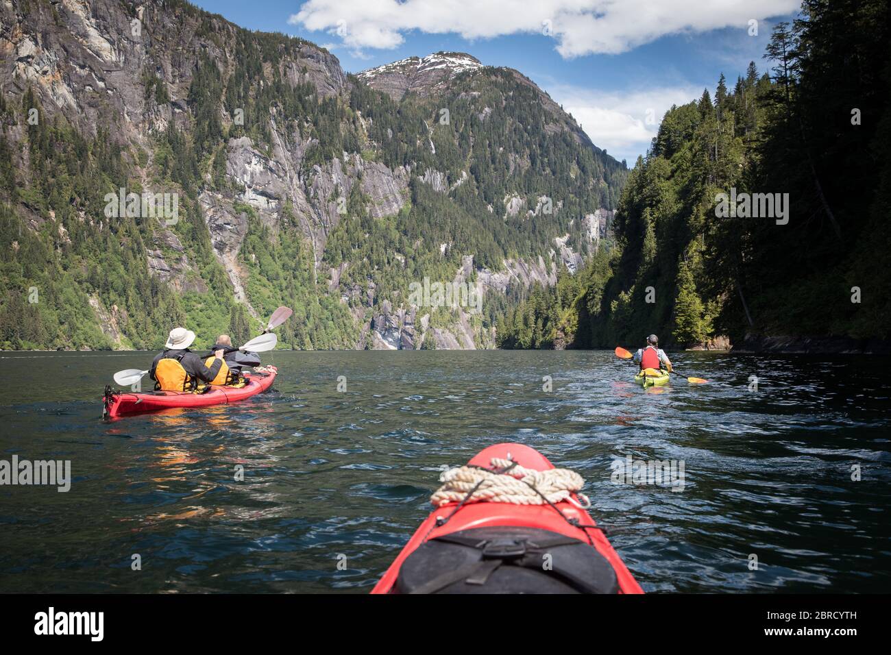 Misty Fjords National Monument, Southeast Alaska offers stunning scenery and opportunity to explore by kayak in Walker Cove. Stock Photo