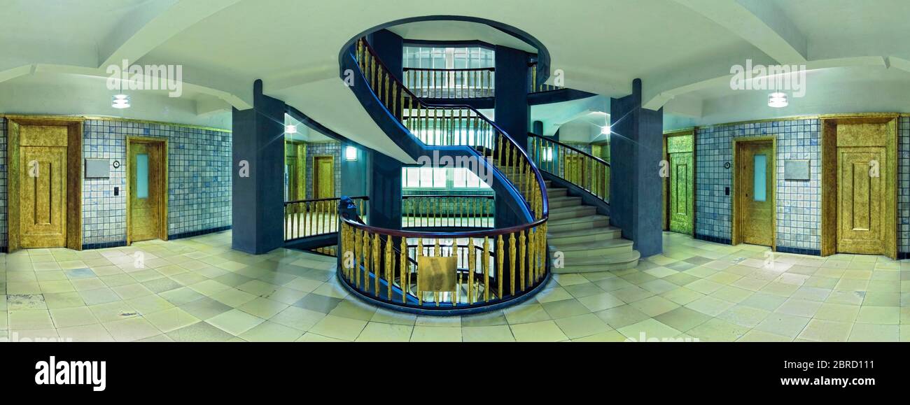 Mezzanine floor, staircase Messberg , Panorama, Hamburg, Germany Stock Photo