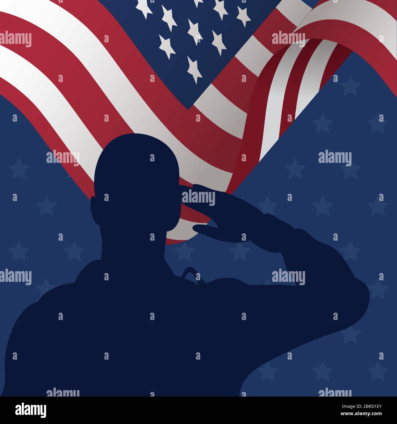 soldier saluting silhouette with usa flag background Stock Vector Image ...