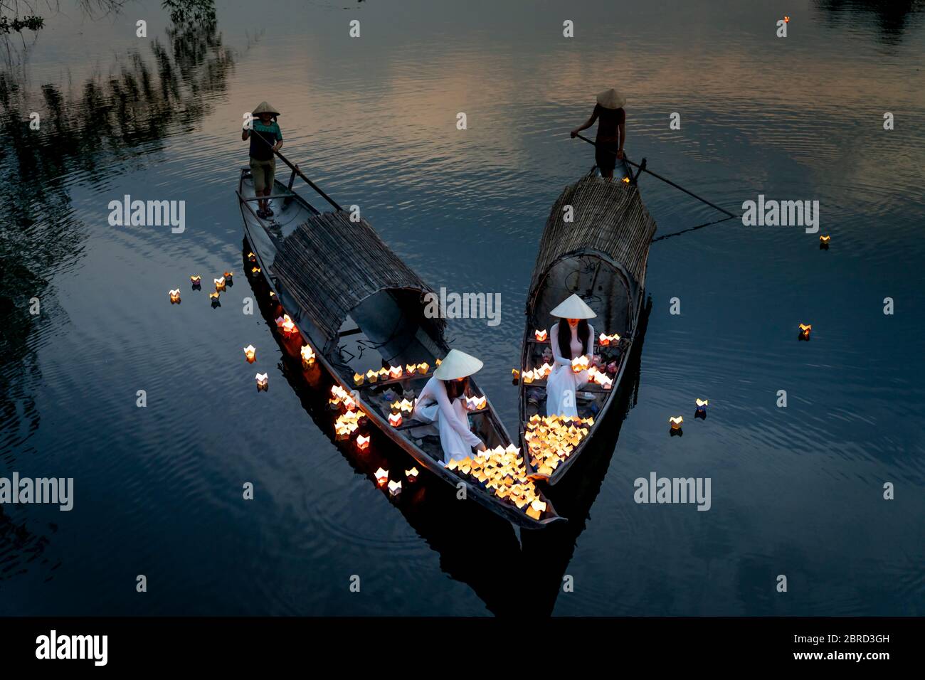 Hue City, Vietnam May 8, 2020 Two Vietnamese girls with wihte