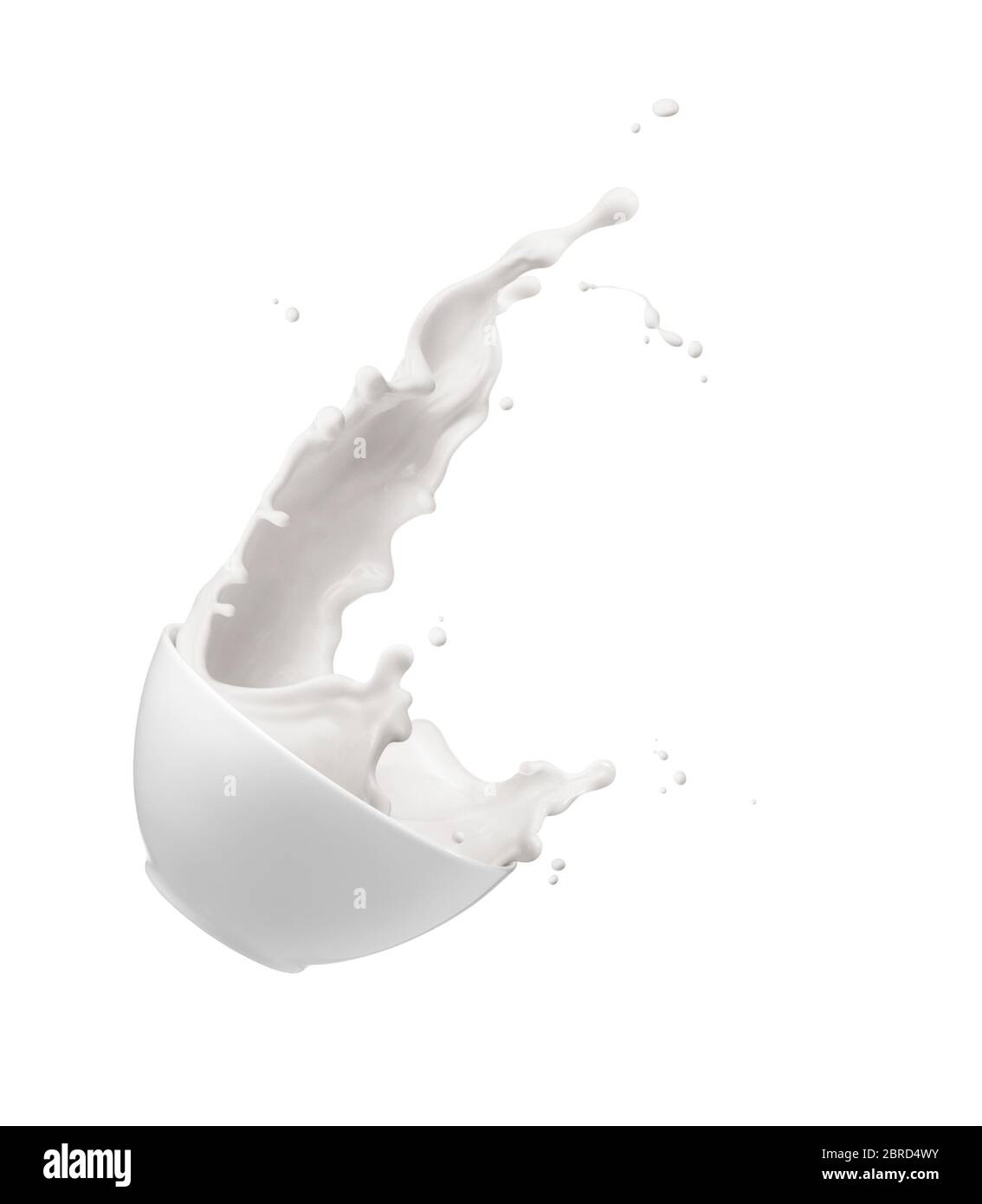 bowl of milk splash isolated on white Stock Photo