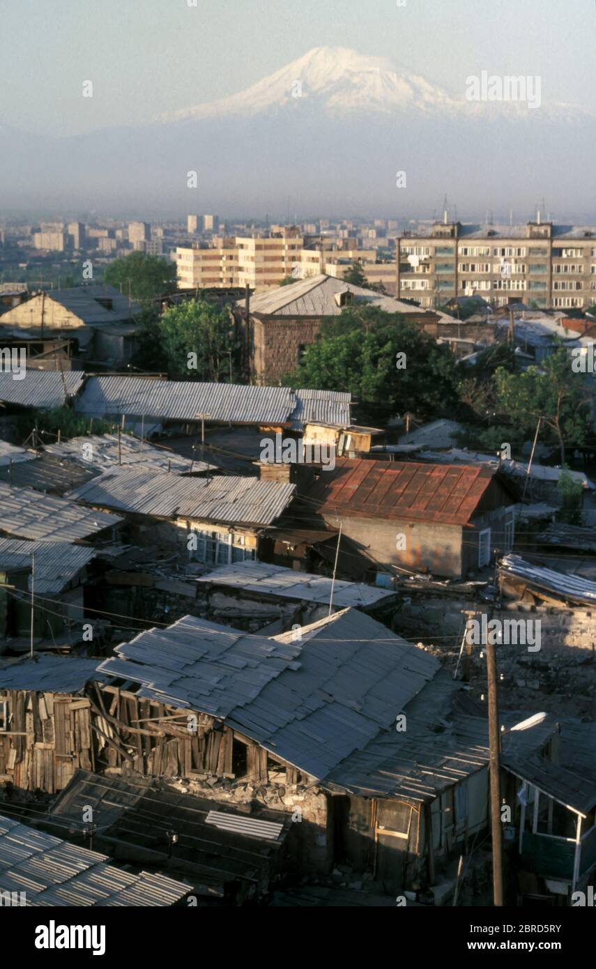 Housing and apartment blocks in Yerevan, capital city of Armenia with