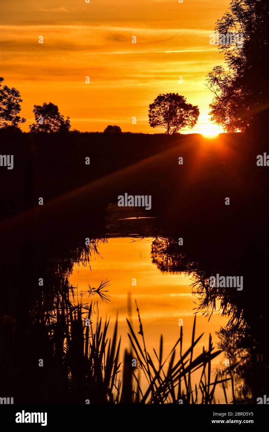 Sunrise, Grantham Canal, Vale of Belvoir Stock Photo