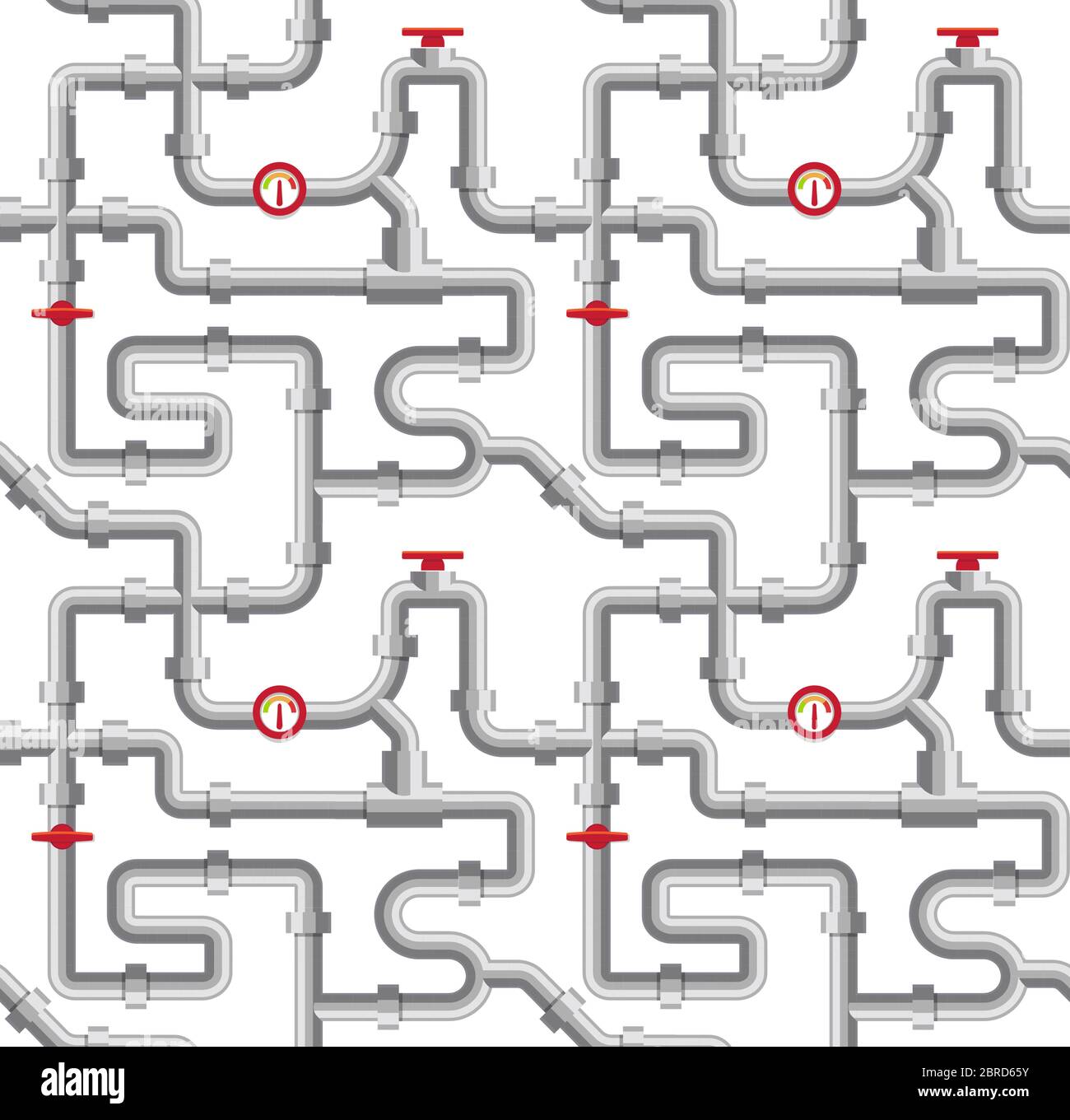 Water supply, pipelines project vector illustration. Plumbing, sanitary engineering, sewage and drainage system Stock Vector