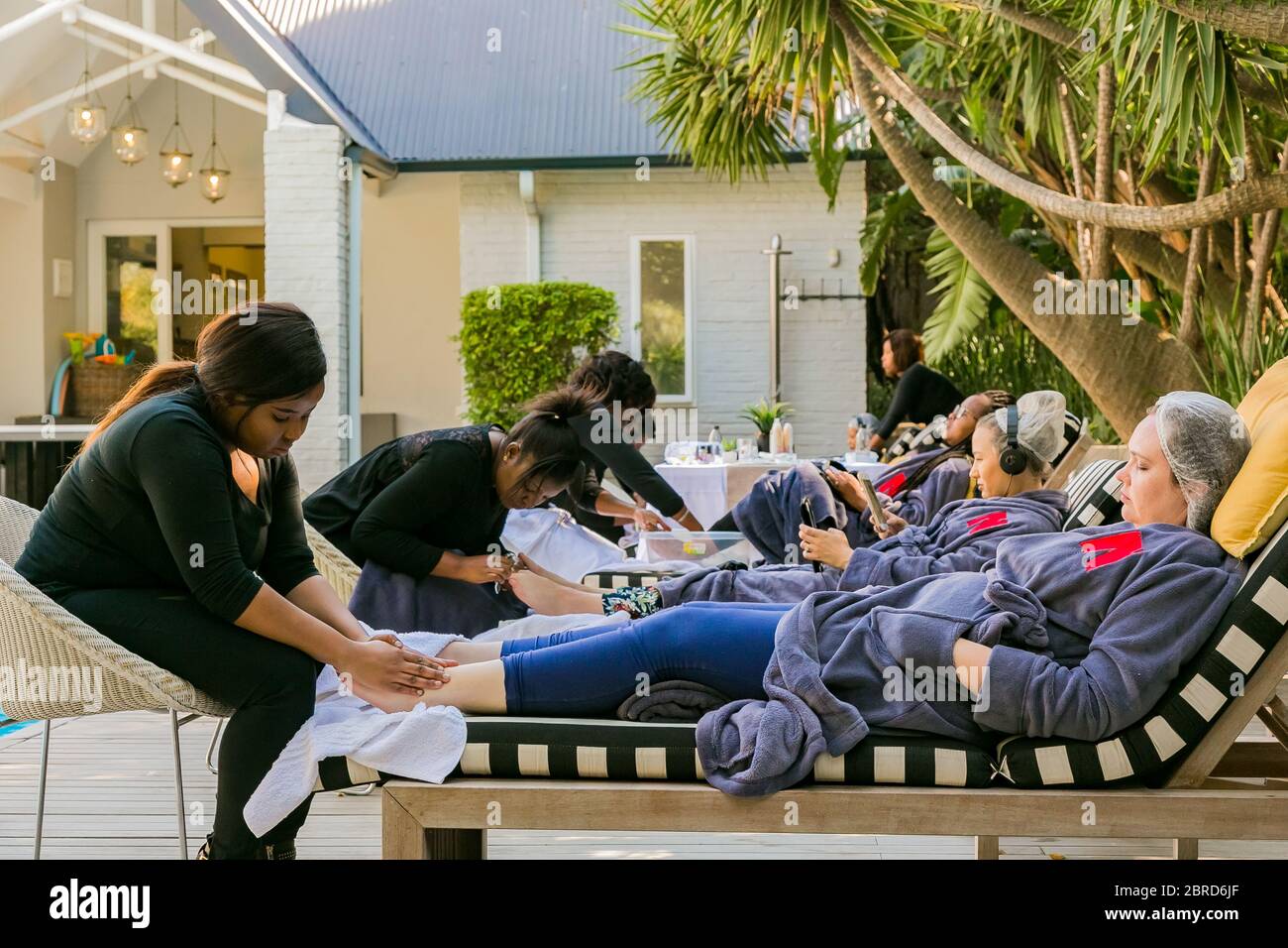 Johannesburg, South Africa May 10, 2018 Diverse women in bath robes