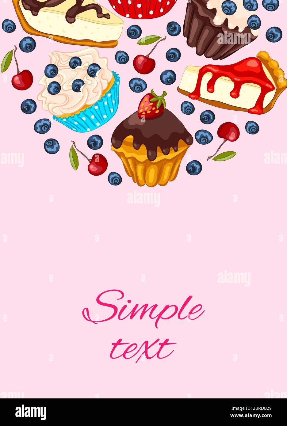 Cupcake and muffins vector restaurant or cafe menu design, promo card cartoon style. Flyer