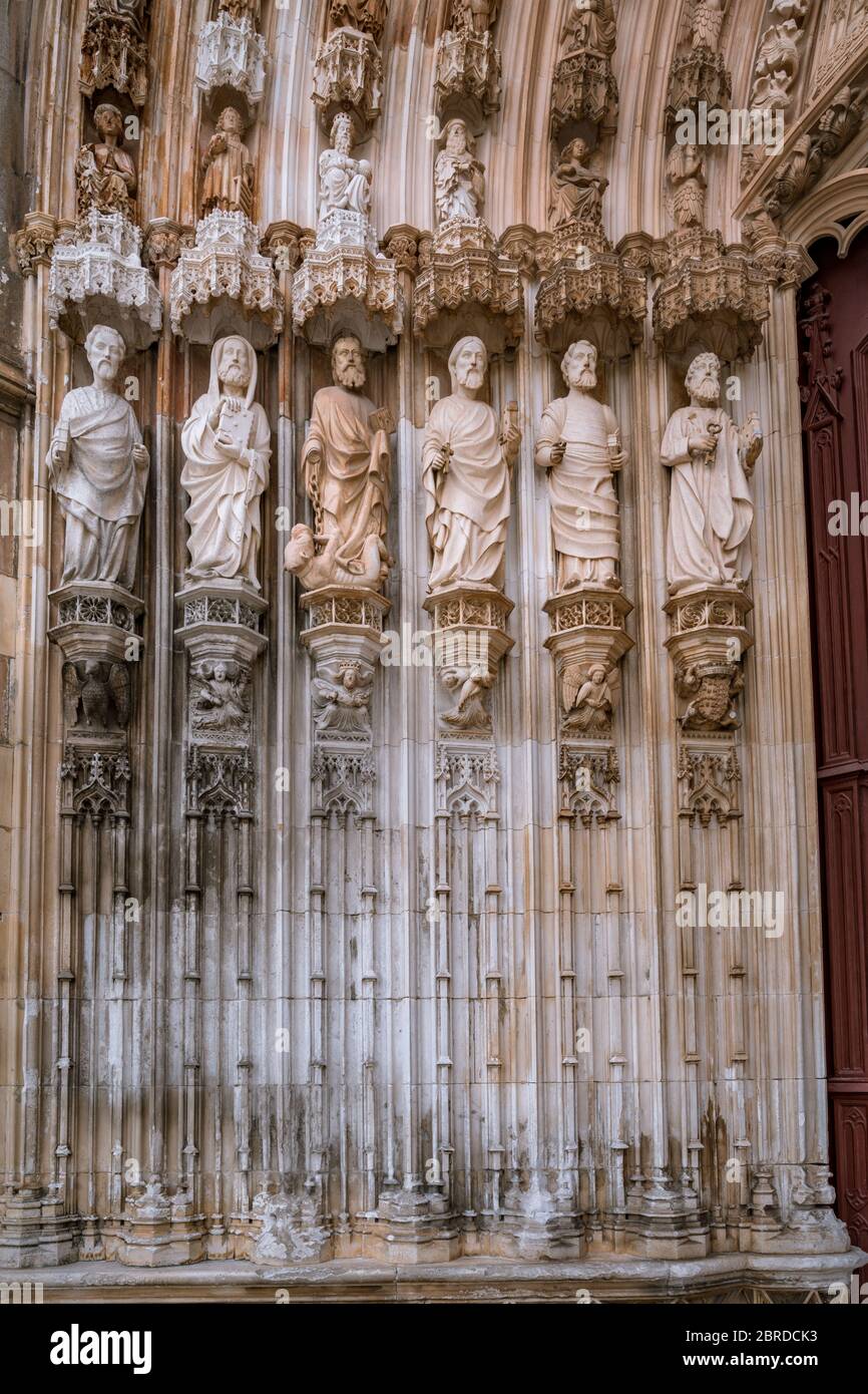 Portral on the Western facade of Monastery of Saint Mary of the Victory in Batalha, Portugal Stock Photo