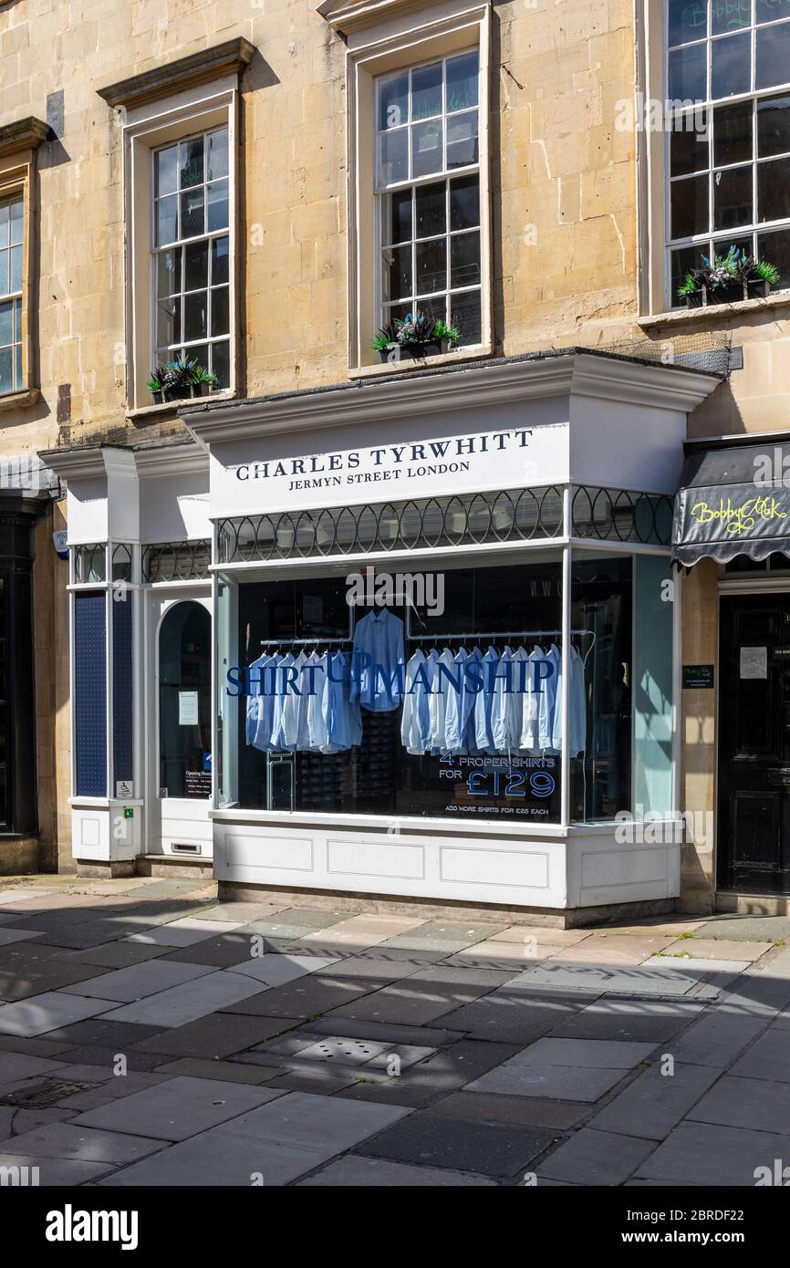 Charles Tyrwhitt menswear store in Bath, Somerset, England, UK. Temporarily closed due to Coronavirus (COVID‑19) pandemic. Stock Photo