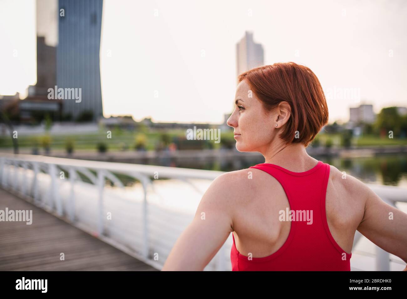 Rear view fit young woman hi-res stock photography and images - Alamy