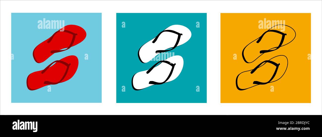 Summer Flip Flops Vector Element Color Variation Stock Vector