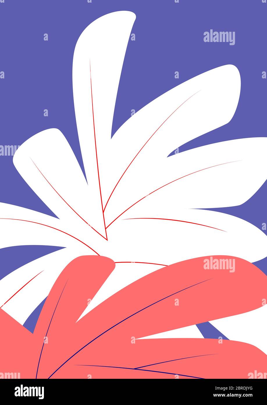 Summer Colorful Tropical Leaves Vertical Vector Background Stock Vector
