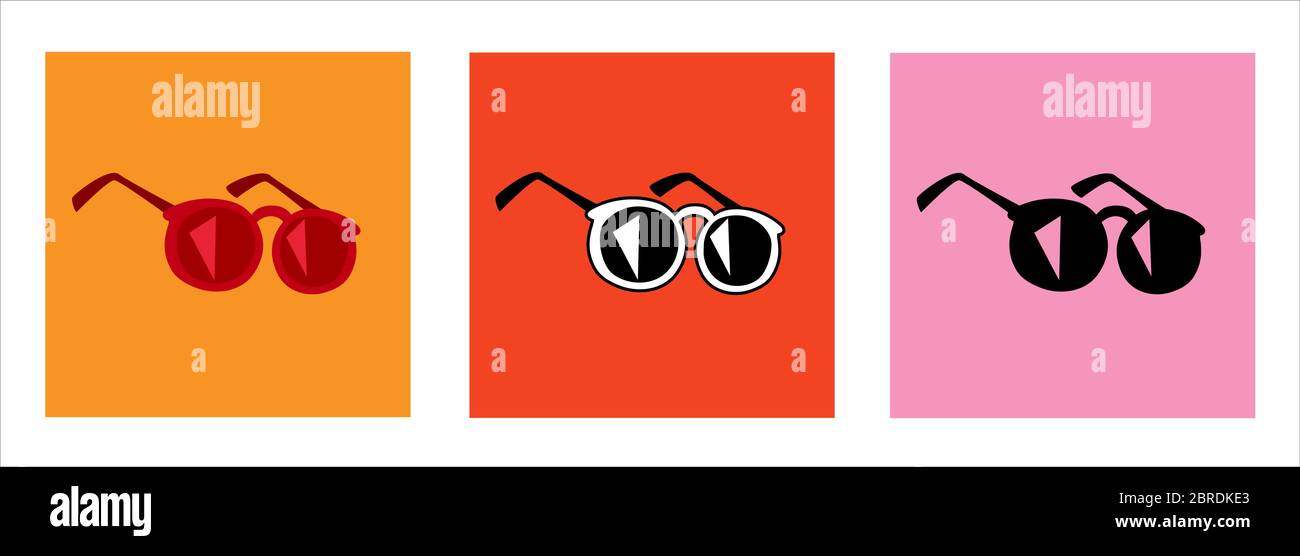 Colorful summer sunglasses simple vector element with color variation. Stock Vector