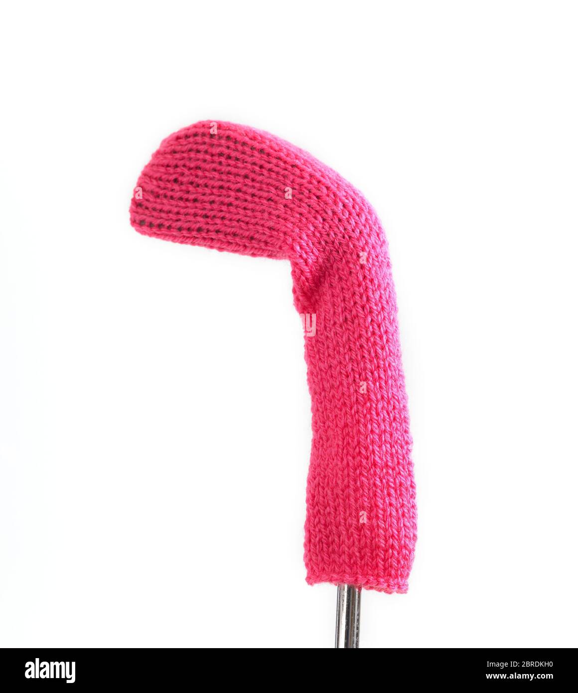 Knitted woollen golf club cover Stock Photo