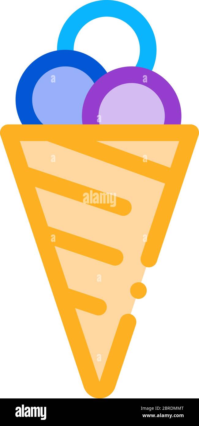 balls of ice cream in waffle cone icon vector outline illustration ...