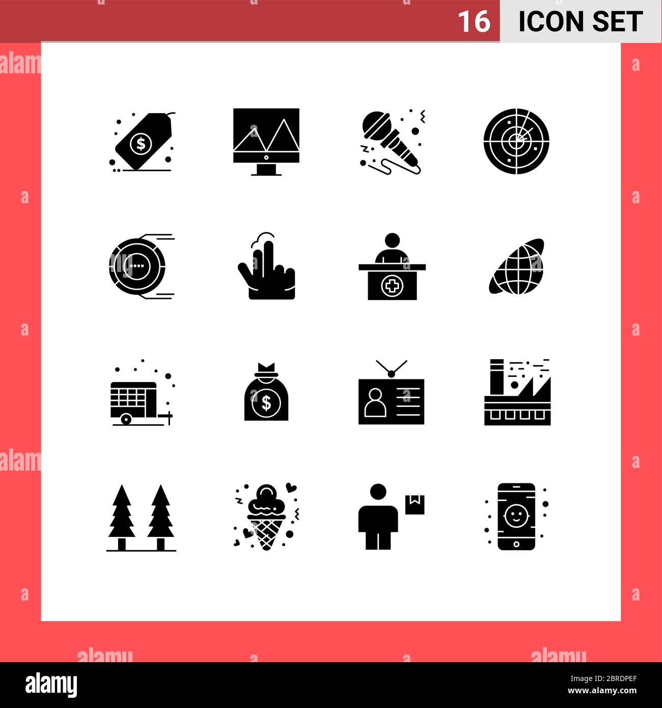 16 Creative Icons Modern Signs and Symbols of analysis, technology, mic, signaling, area Editable Vector Design Elements Stock Vector