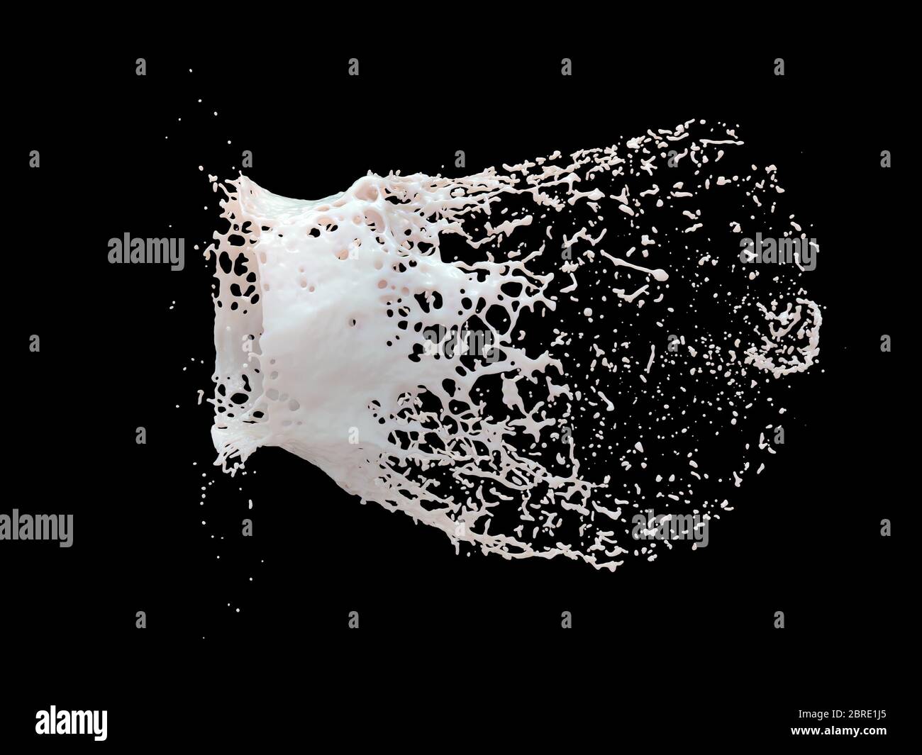 milk explosion on black background Stock Photo Alamy