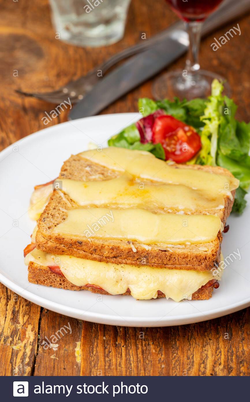 Closeup Of A French Croque Monsieur Stock Photo Alamy