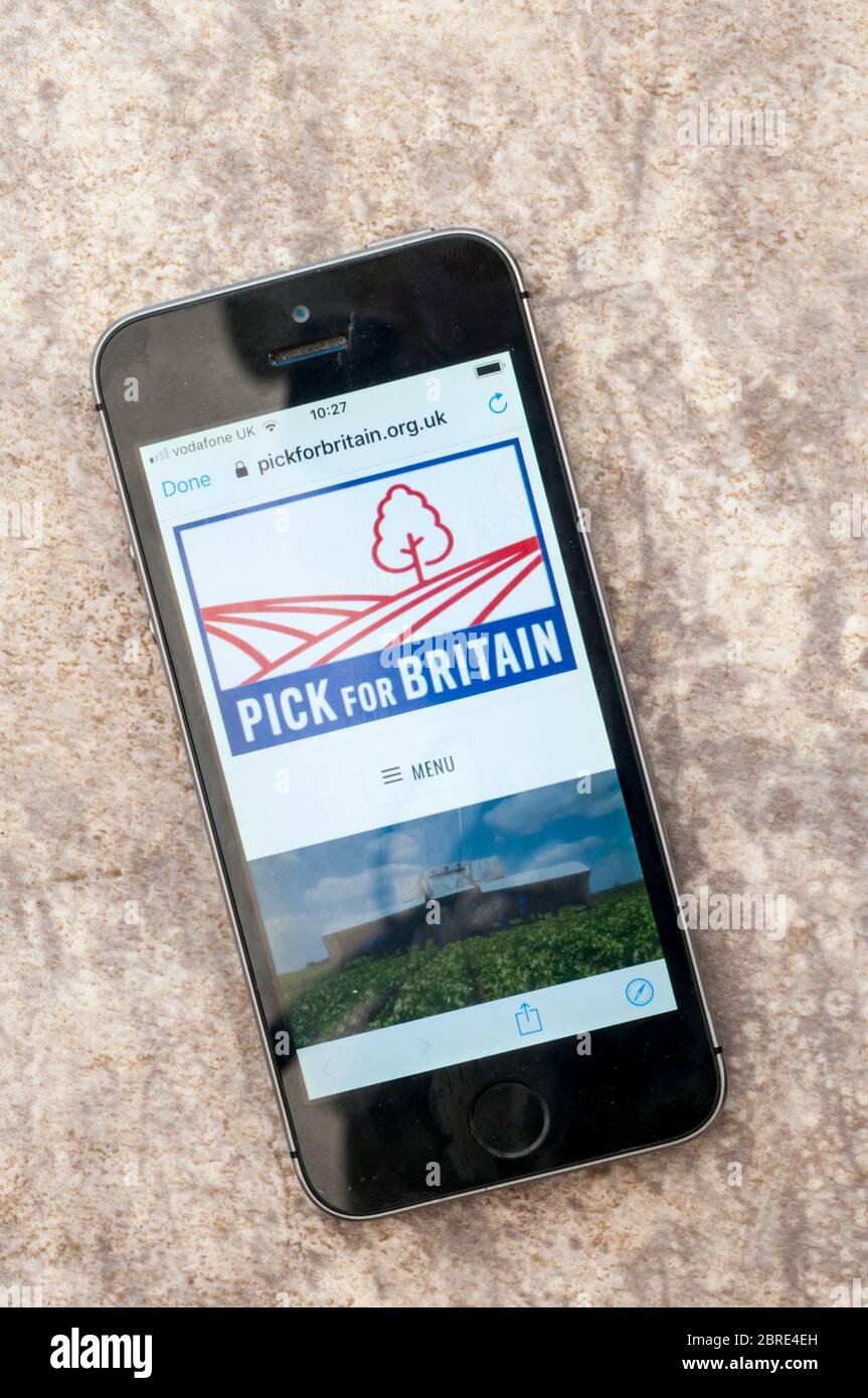 Website of the government's Pick For Britain campaign to encourage people to apply for jobs in agriculture to make up for a lack of foreign workers. Stock Photo