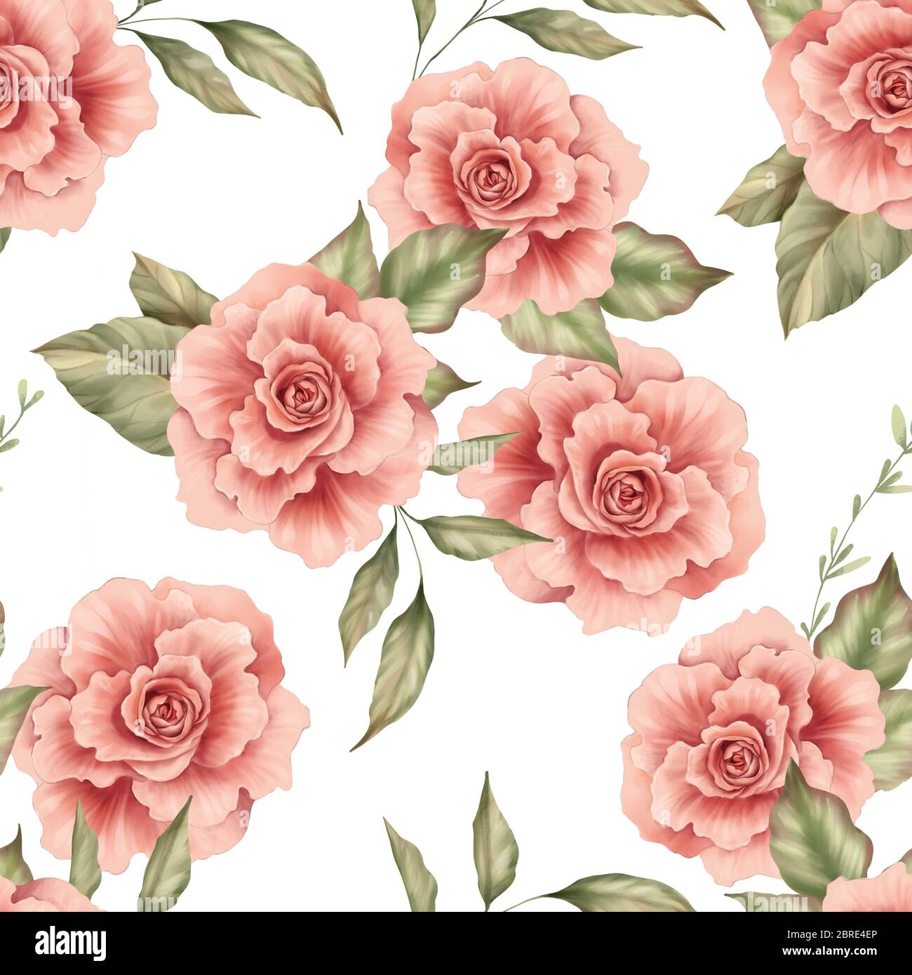 Seamless floral pattern with of red roses on bwhite background Stock ...