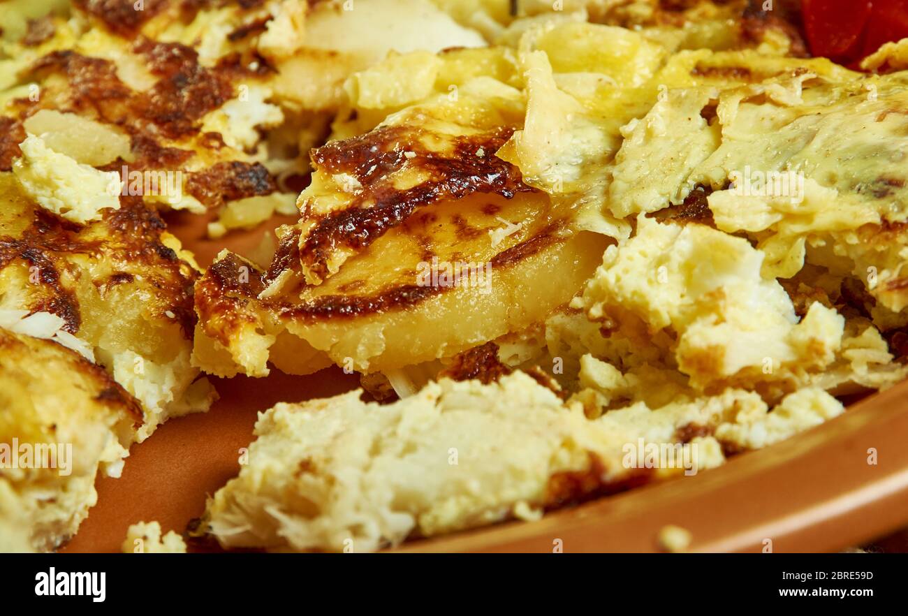Salt cod tortilla omelet fish with potatoes Stock Photo Alamy