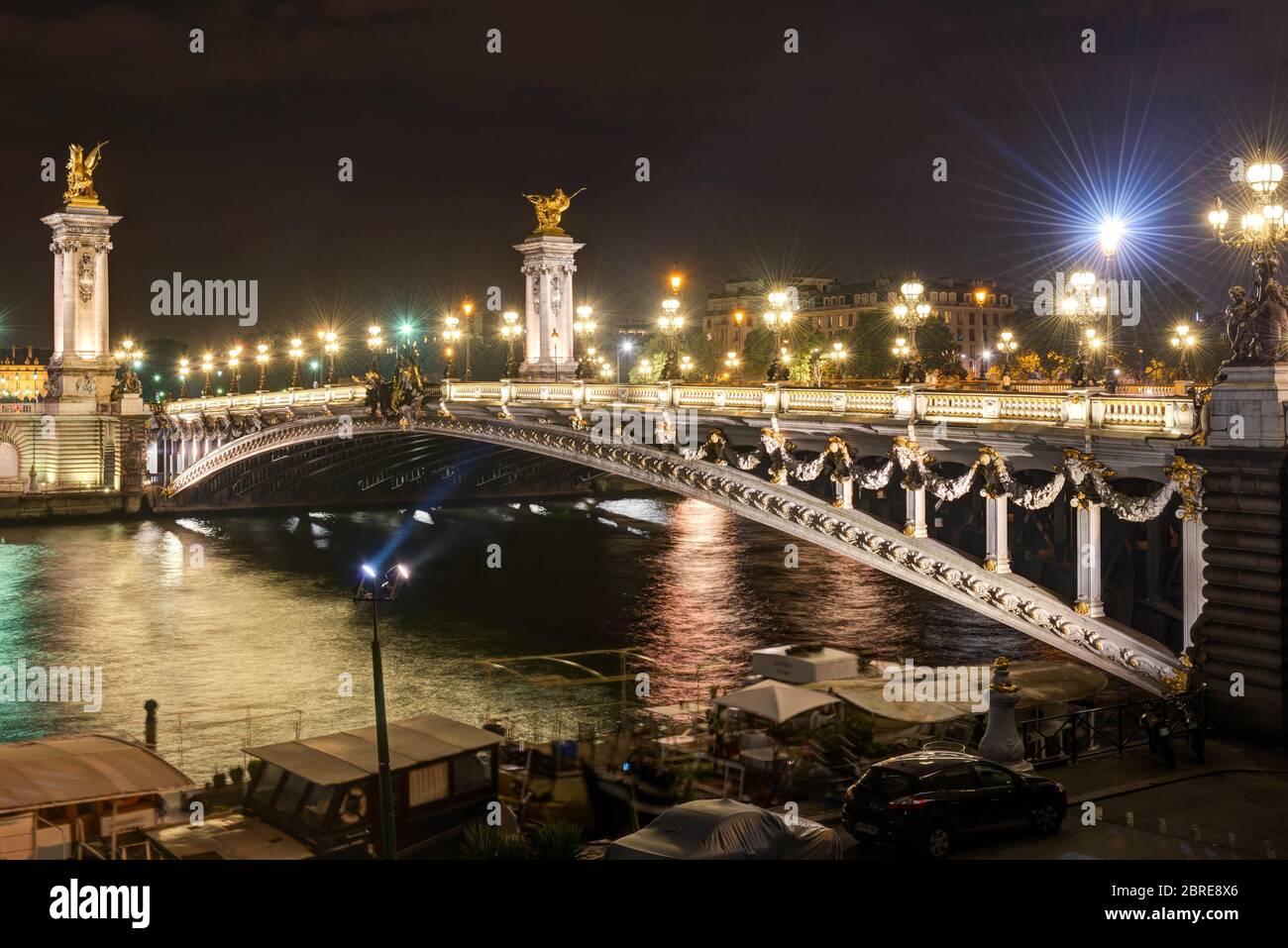 Alexandre III bridge at night in Paris, France Stock Photo