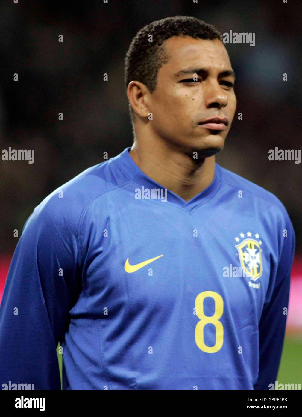 LONDON, UK MARCH 26: Gilberto Silva playing for Brazil at his home ground (Arsenal) during International Friendly between Brazil and Sweden at Emirate Stock Photo