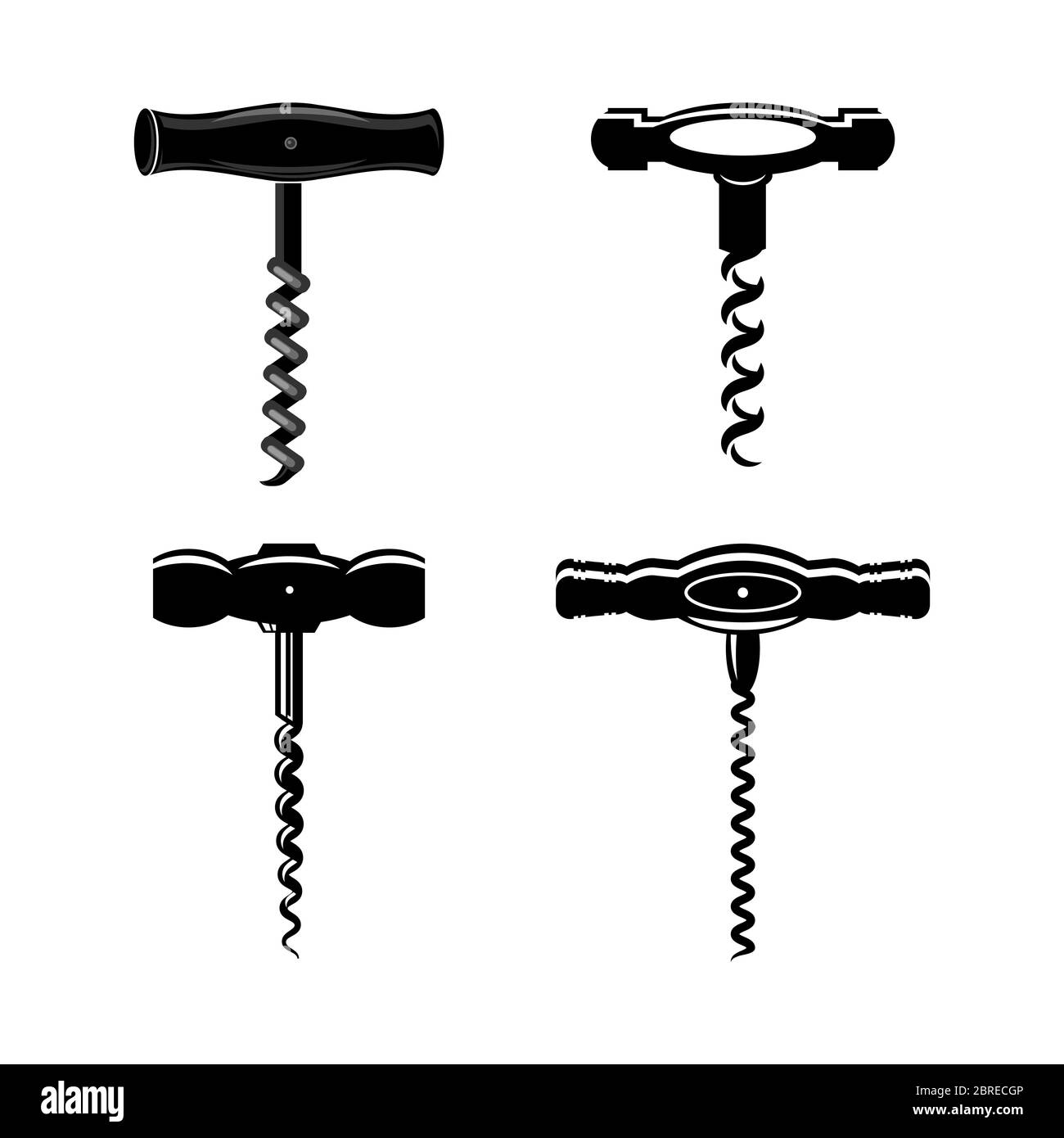 Retro Wood Corkscrew Icon for Opening Wine Bottle Isolated on White ...