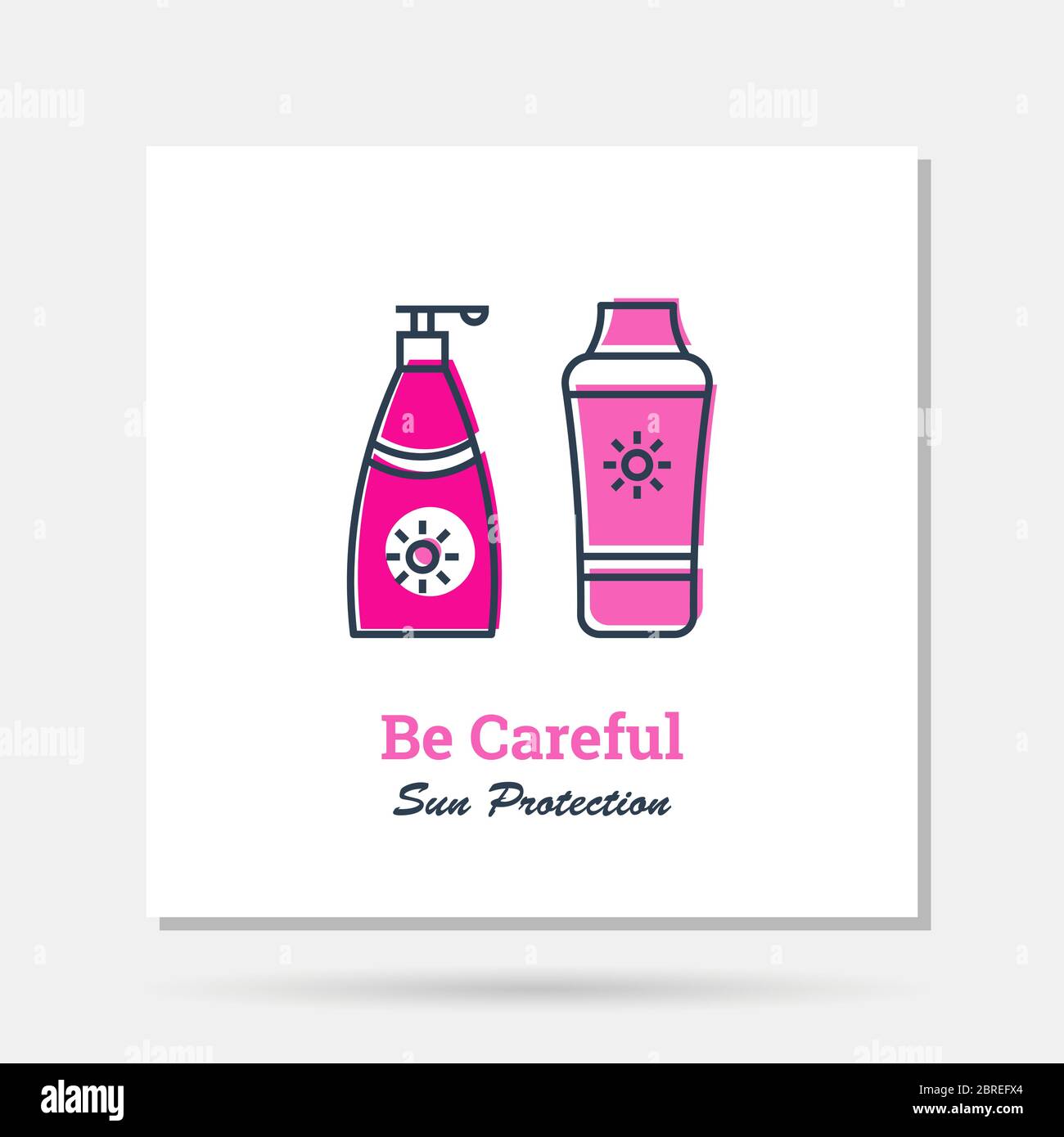 Vector pink simple company logo example with sun cream Protection Stock Vector