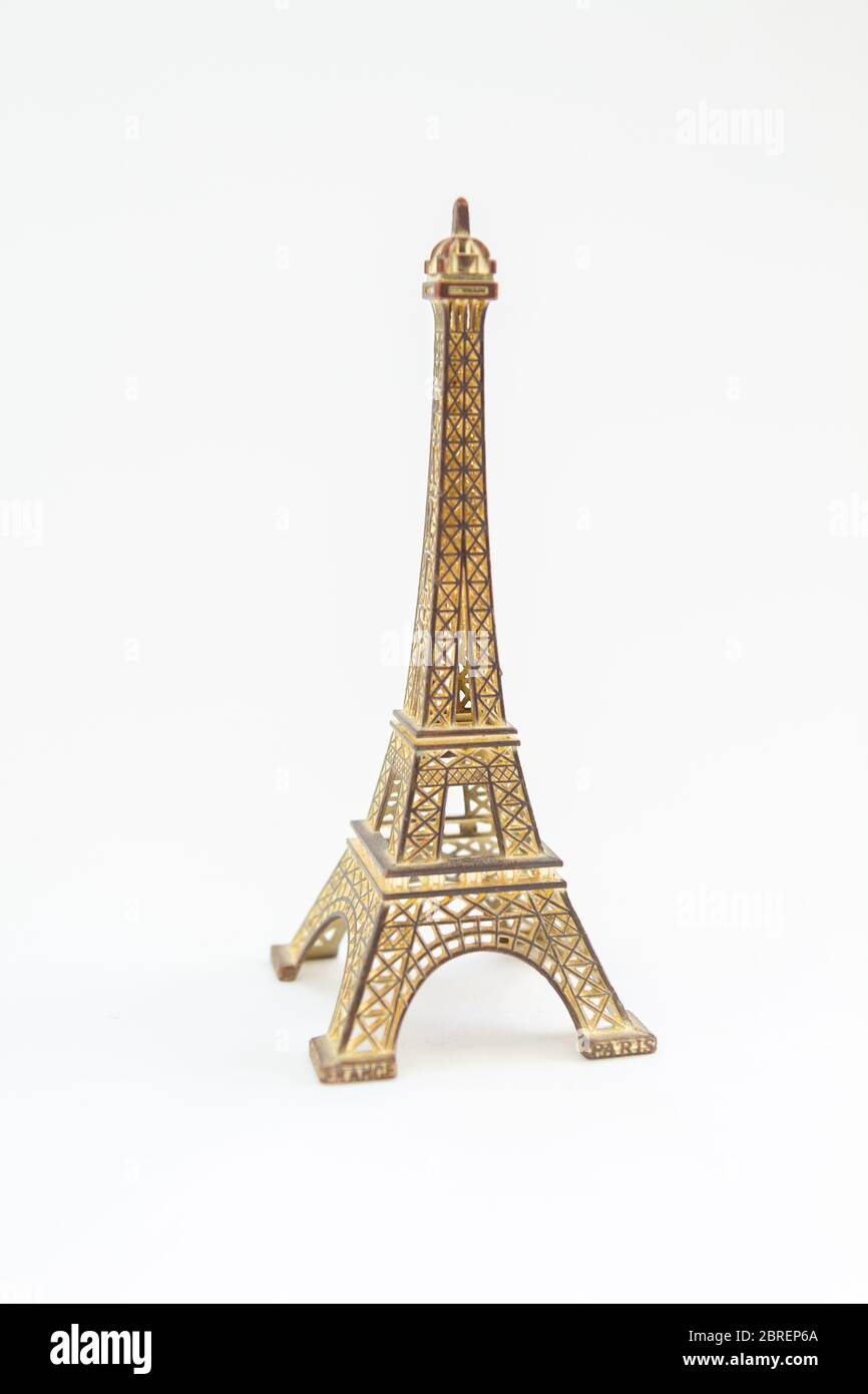 eiffel tower souvenir on white background Stock Photo - Alamy