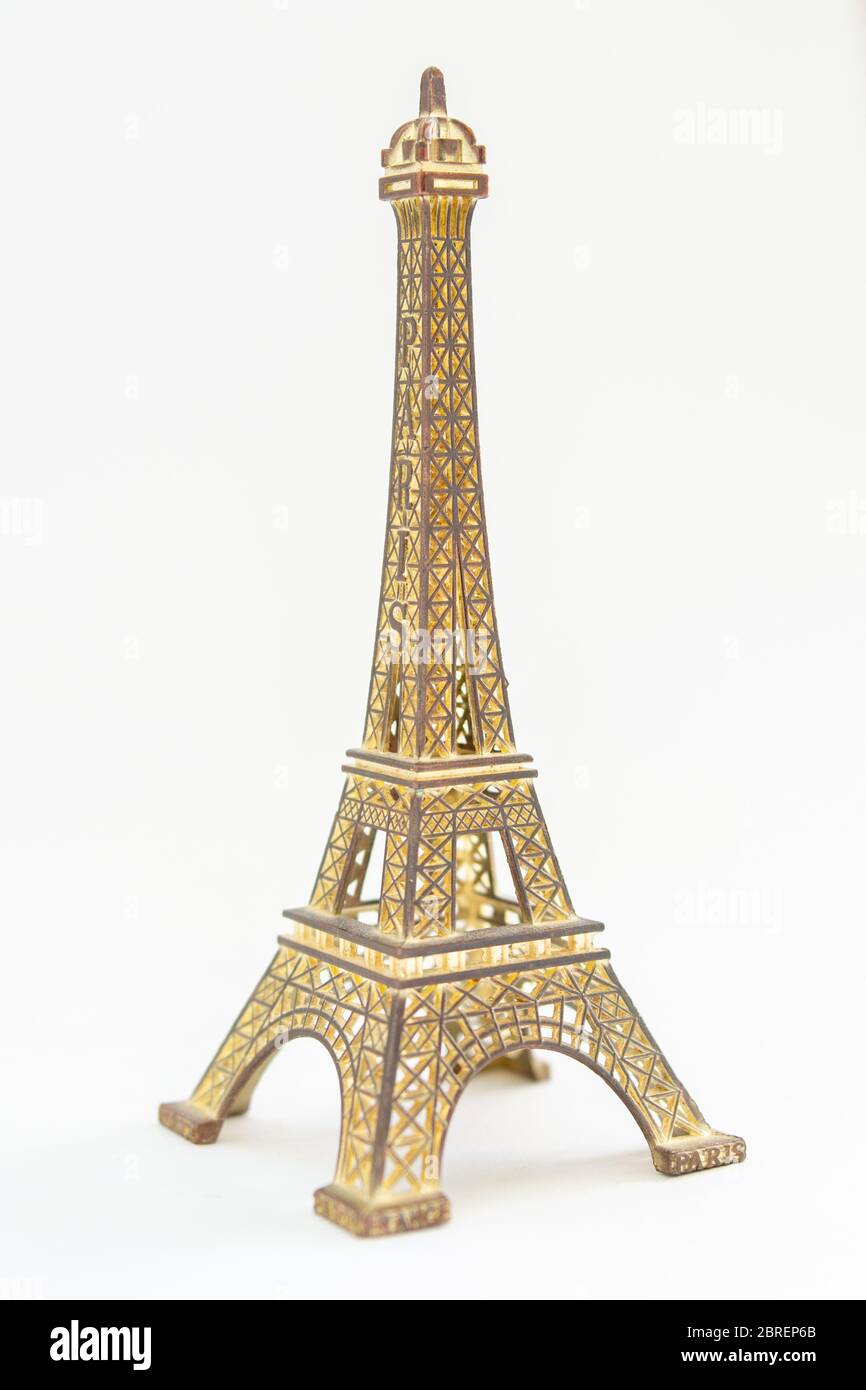 eiffel tower souvenir on white background Stock Photo - Alamy
