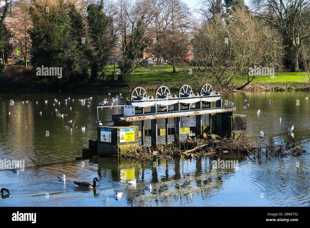 The Weir in Abbey Park, Leicester, UK. Stock Photo