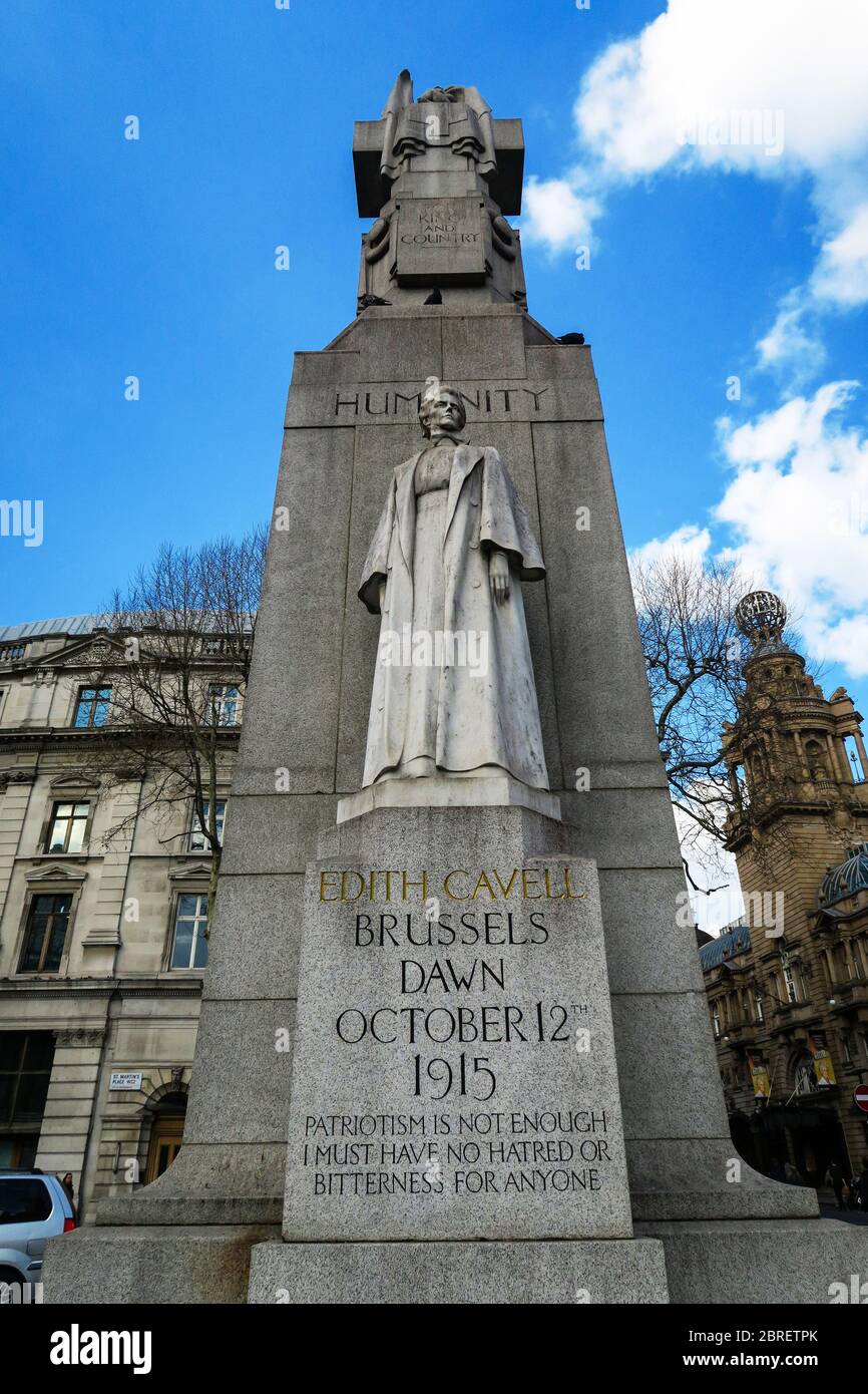 Edith Cavell statue in Brussels, Belgium. Stock Photo