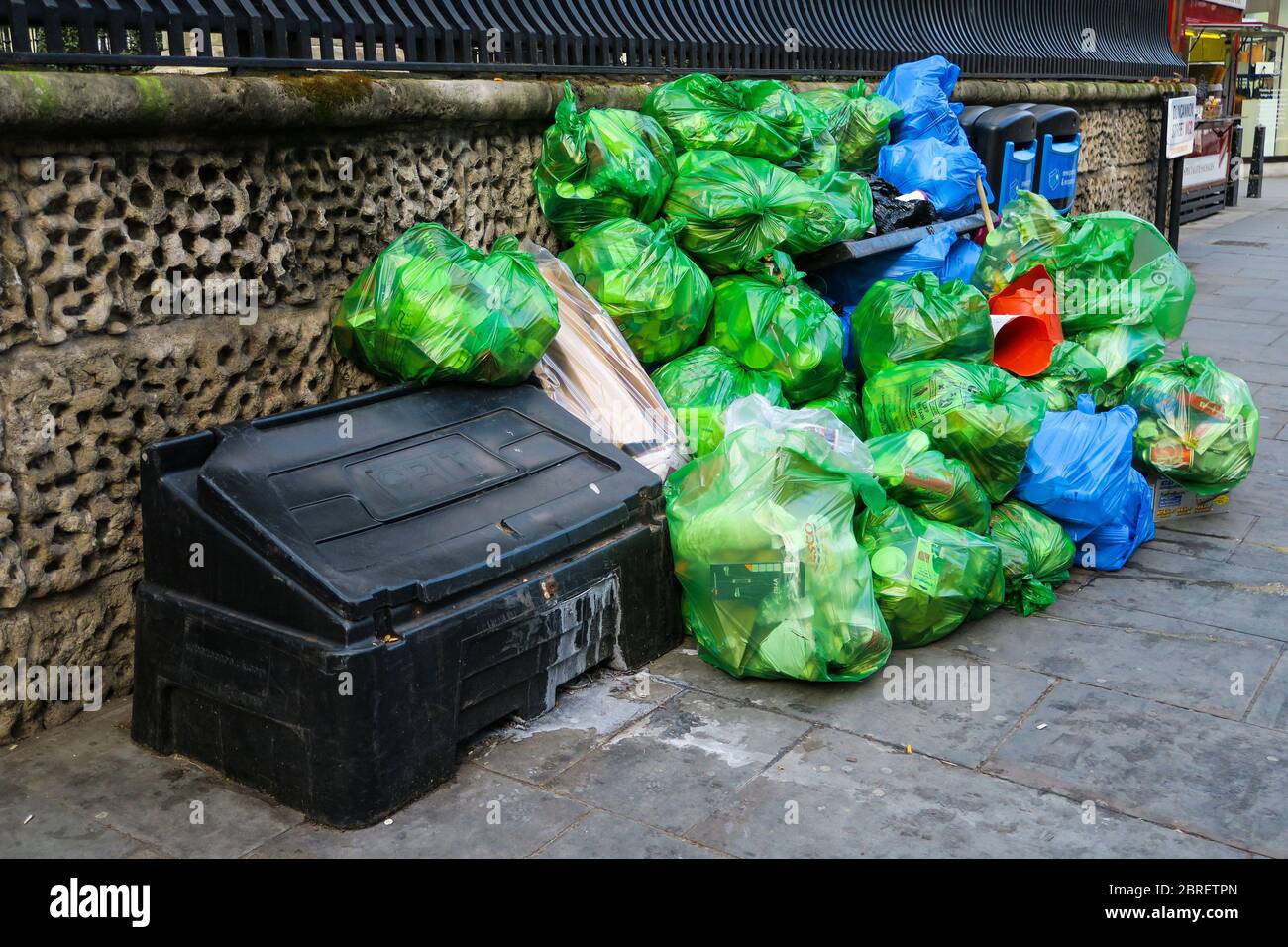 Recycling bags in Brussels, Belgium. Stock Photo