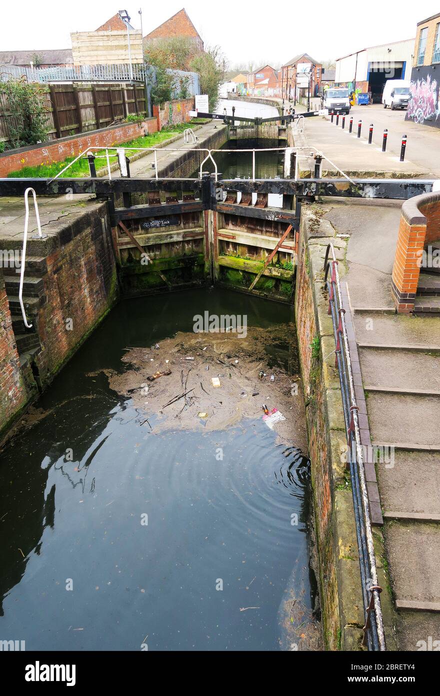 Canal locks in Leicester, UK. Stock Photo