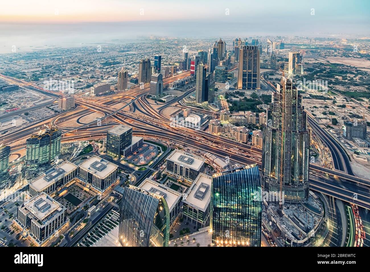 Dubai city at sunset Stock Photo