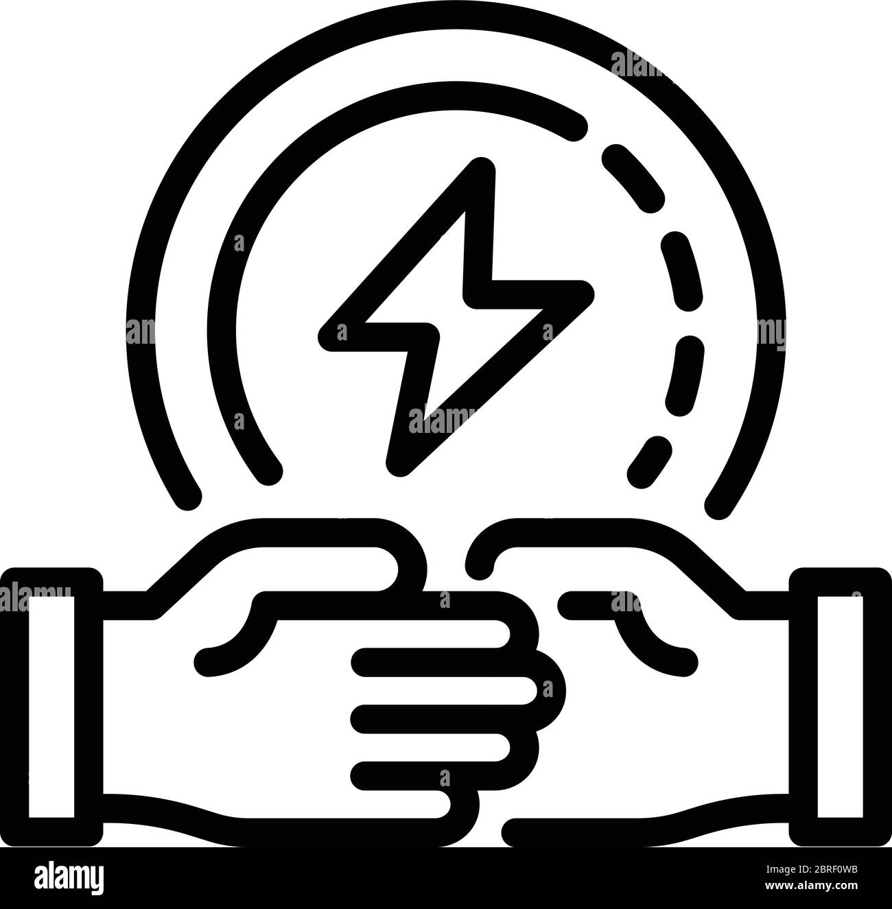 Eco energy handshake icon, outline style Stock Vector