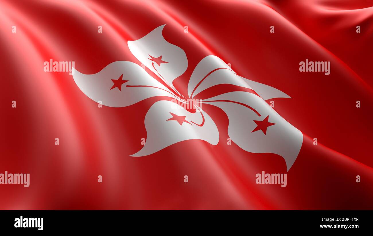 Wavy flag of Hong Kong Stock Photo