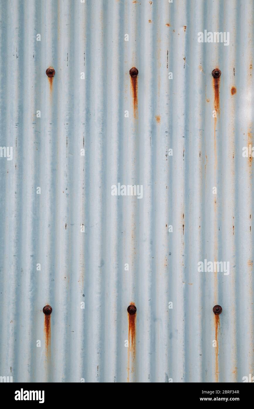 Blue gray wave metal sheet wall texture background Stock Photo