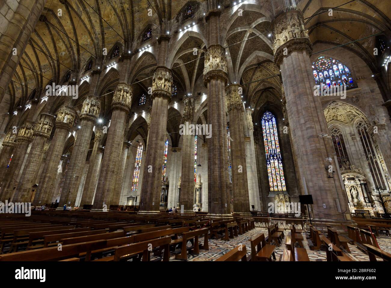 Milan, Italy - May 16, 2017: Interior of the Milan Cathedral (Duomo di Milano). Milan Duomo is the largest church in Italy and the fifth largest in th Stock Photo