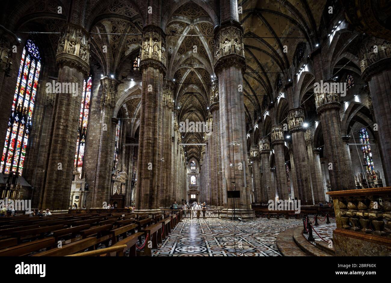 Milan, Italy - May 16, 2017: Interior of the Milan Cathedral (Duomo di Milano). Milan Duomo is the largest church in Italy and the fifth largest in th Stock Photo