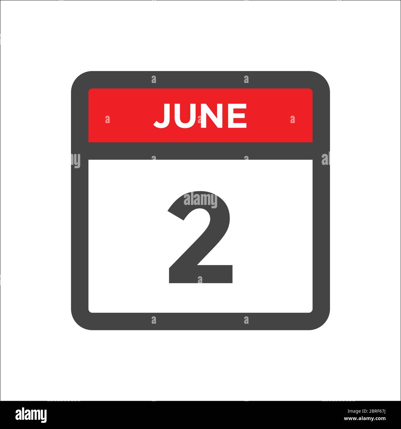 June 2 calendar icon day of month stock vector image art alamy