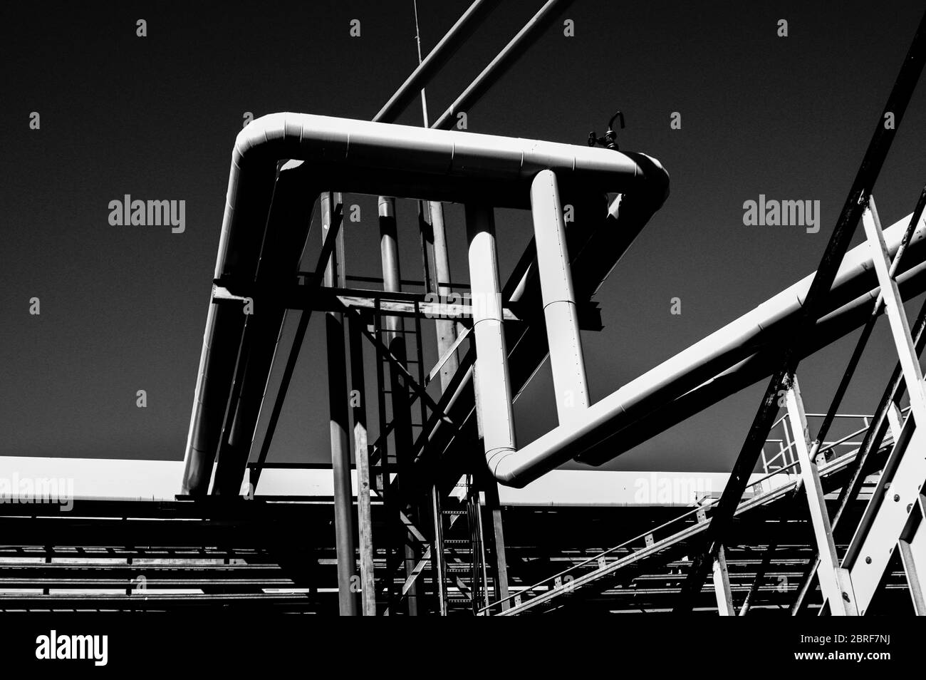 Pipeline and pipe rack of petroleum industrial plant. Offshore Industry