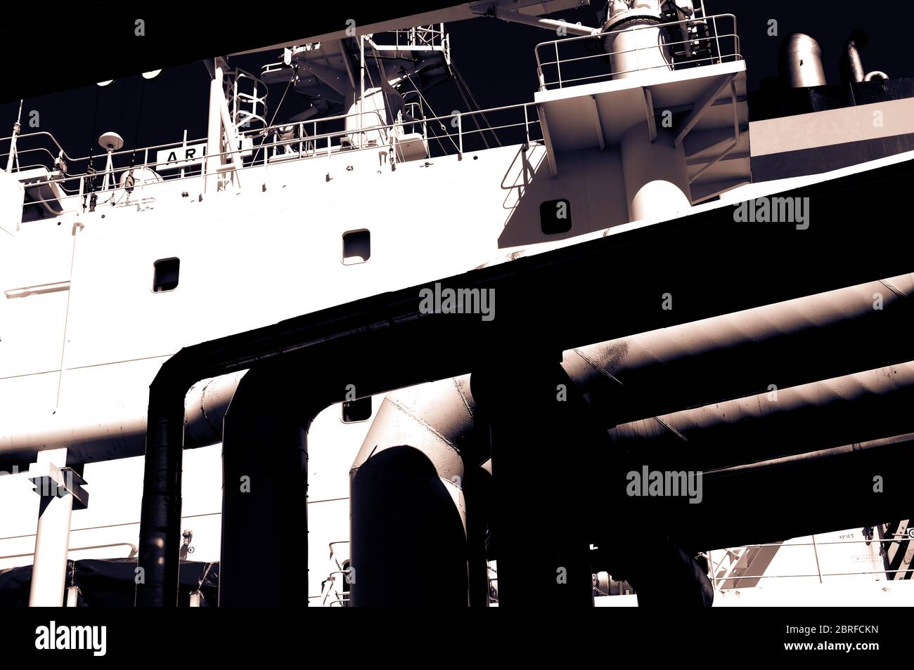 Pipeline and pipe rack of petroleum industrial plant. Offshore Industry ...