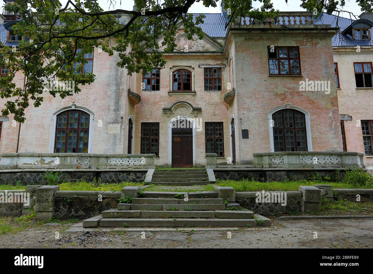 Old hunting palace of Count Shuvalov in Talne village, view on entrance stairway, Ukraine Stock Photo