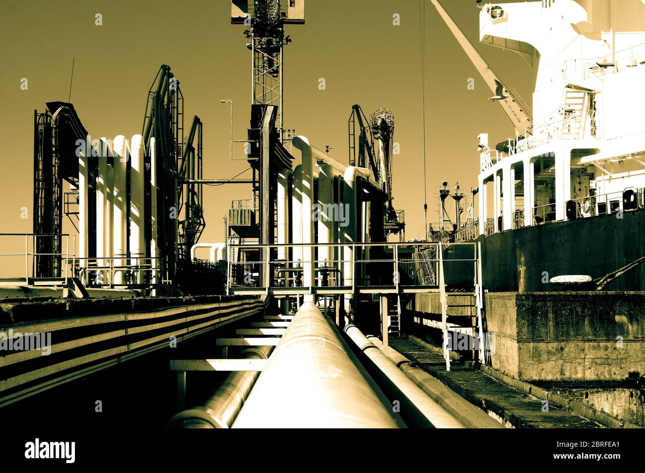 Pipeline and pipe rack of petroleum industrial plant. Offshore Industry ...
